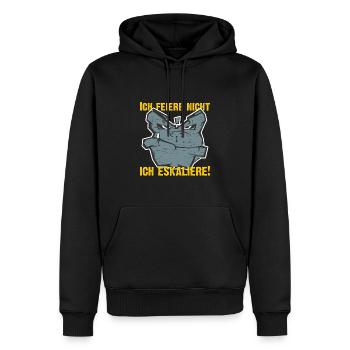 ich feiere nicht - ich eskaliere - Männer Premium Bio Hoodie - Schwarz - Vorne - Nico (187cm)