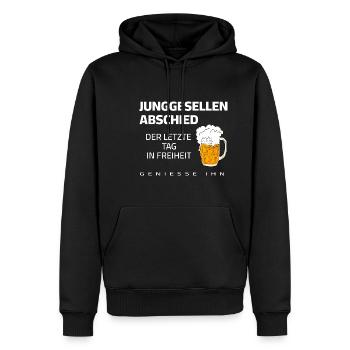 Enterrement de vie de garçon - Dernier jour en liberté - Sweat à capuche Premium bio Homme - noir - Devant - Nico (187cm)