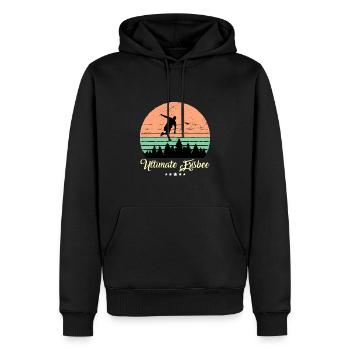 Ultimate Frisbee Vintage Retro Sonnenuntergang - Männer Premium Bio Hoodie - Schwarz - Vorne - Nico (187cm)