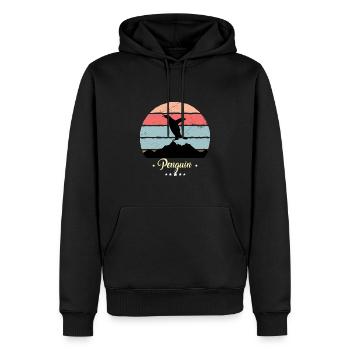 Pingouin Vintage Rétro Animaux Coucher de soleil - Sweat à capuche Premium bio Homme - noir - Devant - Nico (187cm)