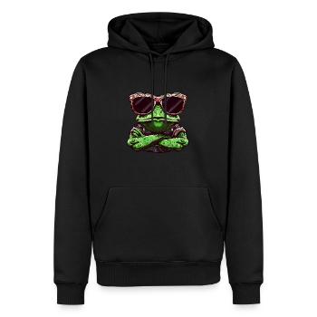 Cooler Frosch mit Sonnenbrille Türsteher Tier-Desi - Männer Premium Bio Hoodie - Schwarz - Vorne - Nico (187cm)