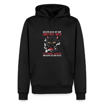 Kaffee Katze Lustig Spruch Bürohumor Morgenmuffel - Männer Premium Bio Hoodie - Schwarz - Vorne - Nico (187cm)