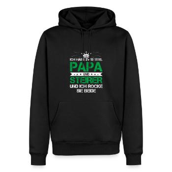 Steirer Papa Titel Steiermark Geschenk Vater - Männer Premium Bio Hoodie - Schwarz - Vorne - Nico (187cm)