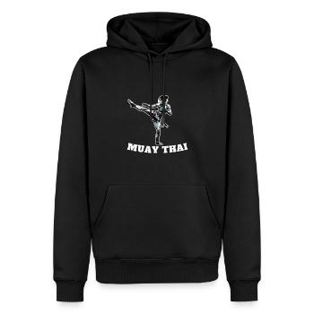 Muay Thai Frau - Männer Premium Bio Hoodie - Schwarz - Vorne - Nico (187cm)