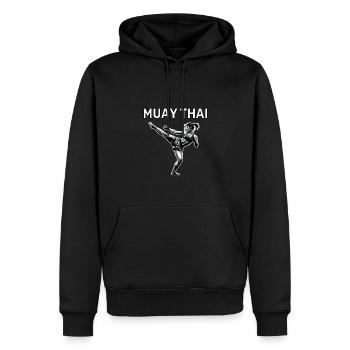 Muay Thaï Fille - Sweat à capuche Premium bio Homme - noir - Devant - Nico (187cm)