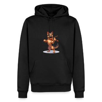 Berger allemand jouant du violon - Sweat à capuche Premium bio Homme - noir - Devant - Nico (187cm)