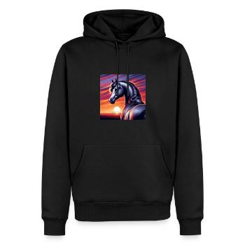 Arabische Pferdezeichnung - Männer Premium Bio Hoodie - Schwarz - Vorne - Nico (187cm)