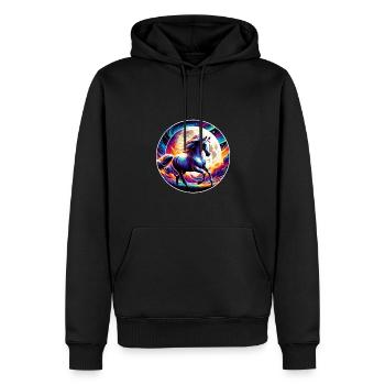 Arabische Pferdekunst - Männer Premium Bio Hoodie - Schwarz - Vorne - Nico (187cm)