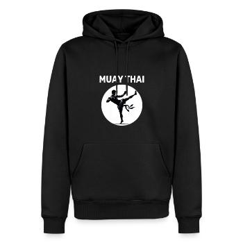 Combattant de Muay Thaï - Sweat à capuche Premium bio Homme - noir - Devant - Nico (187cm)