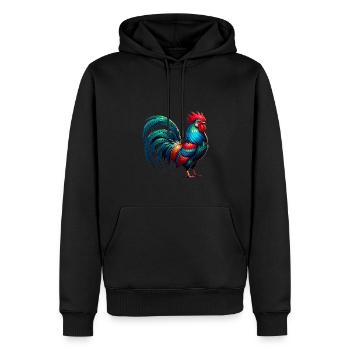 Belle image de coq - Sweat à capuche Premium bio Homme - noir - Devant - Nico (187cm)