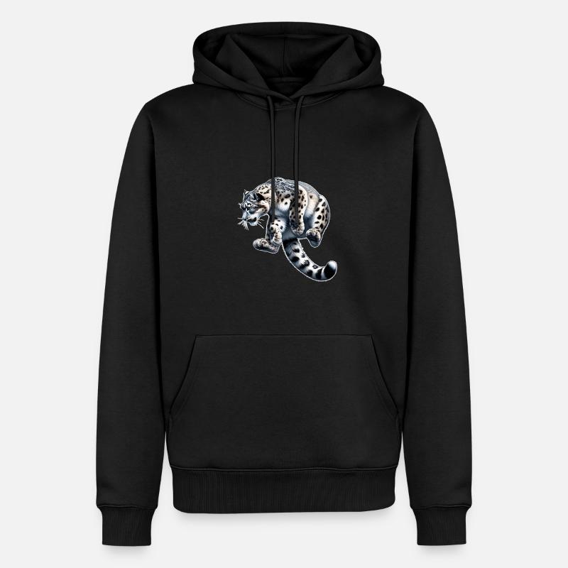 Schneeleopard Leopard Weißer Leopard - Männer Premium Bio Hoodie - Schwarz