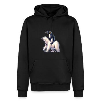 Funny Penguin and Polar Bear Gift - Men’s Premium Organic Hoodie - black - Front - Nico (187cm)