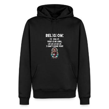 Lustiger Anti-Religions-Atheist-Agnostiker - Männer Premium Bio Hoodie - Schwarz - Vorne - Nico (187cm)