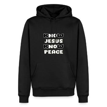Jésus disant Dieu chrétien Citation de Jésus - Sweat à capuche Premium bio Homme - noir - Devant - Nico (187cm)