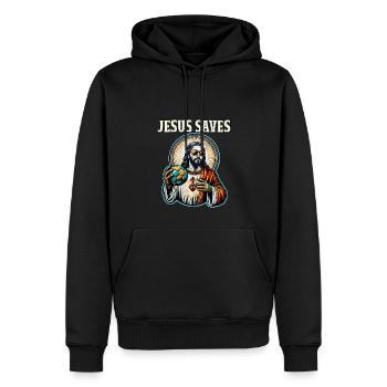 Lustiger Handballspieler Jesus Christian Geschenk - Männer Premium Bio Hoodie - Schwarz - Vorne - Nico (187cm)