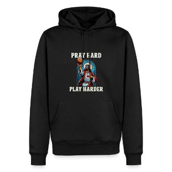 Drôle de basket-ball citation Jésus Christian cadeau - Sweat à capuche Premium bio Homme - noir - Devant - Nico (187cm)