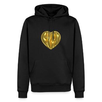 Scheiß auf Gold - Männer Premium Bio Hoodie - Schwarz - Vorne - Nico (187cm)