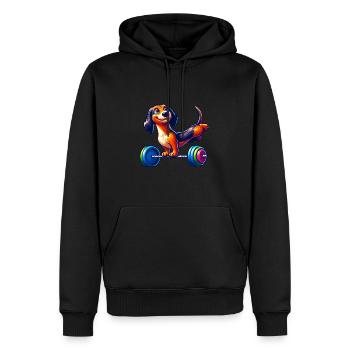 Dackel Handstand Barbell Fitness Training - Männer Premium Bio Hoodie - Schwarz - Vorne - Nico (187cm)