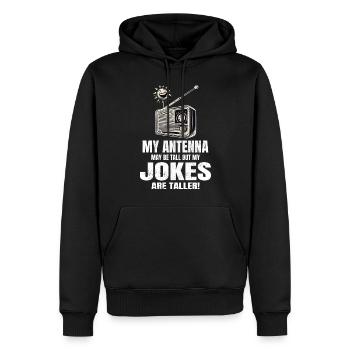 Vintage-Radioästhetik Hohe Antennen Größere Witze - Männer Premium Bio Hoodie - Schwarz - Vorne - Nico (187cm)