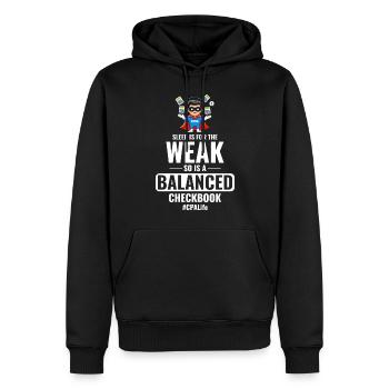 Super-héros CPA : jongler avec les calculatrices avec un clin d’œil - Sweat à capuche Premium bio Homme - noir - Devant - Nico (187cm)