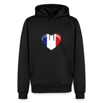 FRANKREICH FLAGGE HERZ FAHNE FRANKREICH - Männer Premium Bio Hoodie - Schwarz - Vorne - Nico (187cm)