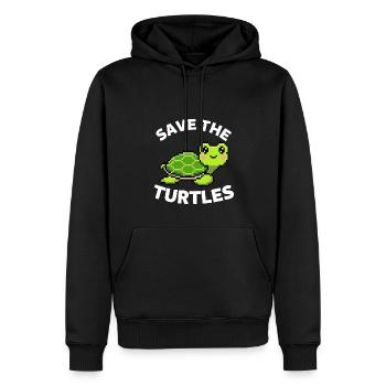 Tortue de mer mignonne Sauvez les tortues - Sweat à capuche Premium bio Homme - noir - Devant - Nico (187cm)
