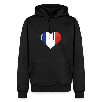 FRANKREICH FAHNE HERZ FLAGGE FRANKREICH - Männer Premium Bio Hoodie - Schwarz - Vorne - Nico (187cm)