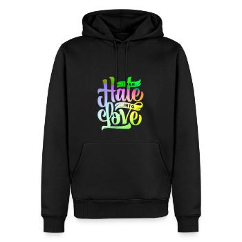 Turn hate into love - Men’s Premium Organic Hoodie - black - Front - Nico (187cm)