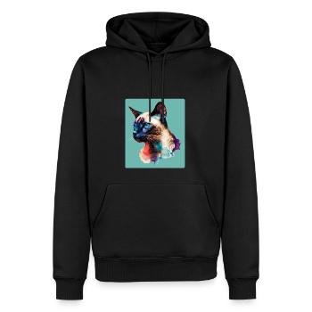 Multicolor Siamese Cat Portrait Sticker - Men’s Premium Organic Hoodie - black - Front - Nico (187cm)