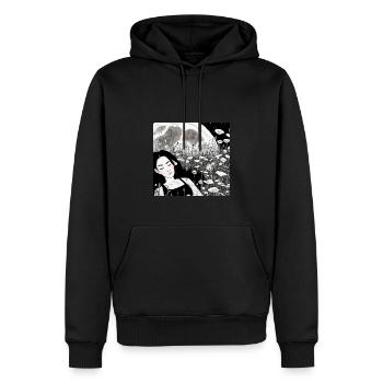 Enfant de la lune - Sweat à capuche Premium bio Homme - noir - Devant - Nico (187cm)