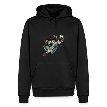 Jésus Football Cadeau Drôle Football Dieu Jésus Cadeau - Sweat à capuche Premium bio Homme - noir - Devant - Nico (187cm)