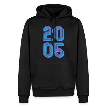 2005 Année de naissance | Couleurs changeantes - Sweat à capuche Premium bio Homme - noir - Devant - Nico (187cm)