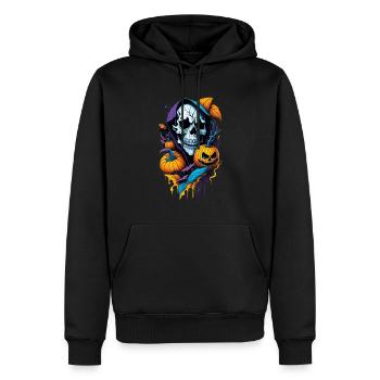 halloween tête de mort - Sweat à capuche Premium bio Homme - noir - Devant - Nico (187cm)