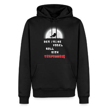 Der Frühe Vogel soll sich verpissen! Nix Wurm! - Männer Premium Bio Hoodie - Schwarz - Vorne - Nico (187cm)
