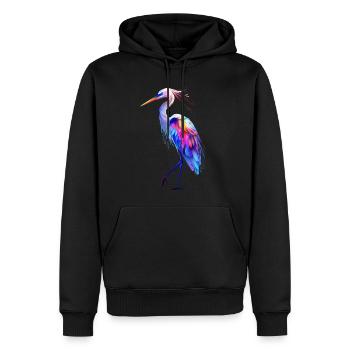 Reiher Vogel - Männer Premium Bio Hoodie - Schwarz - Vorne - Nico (187cm)