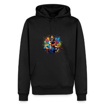 Berger allemand jouant du violon - Sweat à capuche Premium bio Homme - noir - Devant - Nico (187cm)