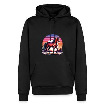 Art de Quarter Horse marron - Sweat à capuche Premium bio Homme - noir - Devant - Nico (187cm)