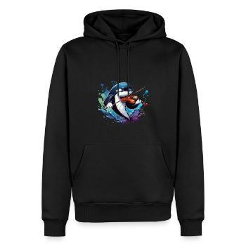 Orca spielt Geige - Männer Premium Bio Hoodie - Schwarz - Vorne - Nico (187cm)