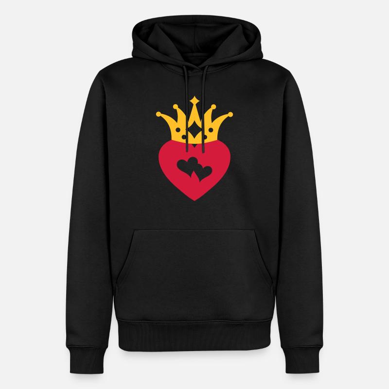 Avec Heart & Crown / Double Heart - Sweat à capuche Premium bio Homme - noir