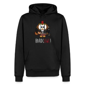 Süße Eule! Hardcowl! Owl lustig funny witzig cute - Männer Premium Bio Hoodie - Schwarz - Vorne - Nico (187cm)