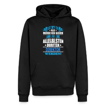 DIREKTOR - Männer Premium Bio Hoodie - Schwarz - Vorne - Nico (187cm)