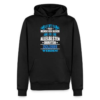 ISOLIERER - Männer Premium Bio Hoodie - Schwarz - Vorne - Nico (187cm)