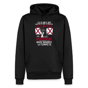 Tempête Bourguignons - Sweat à capuche Premium bio Homme - noir - Devant - Nico (187cm)