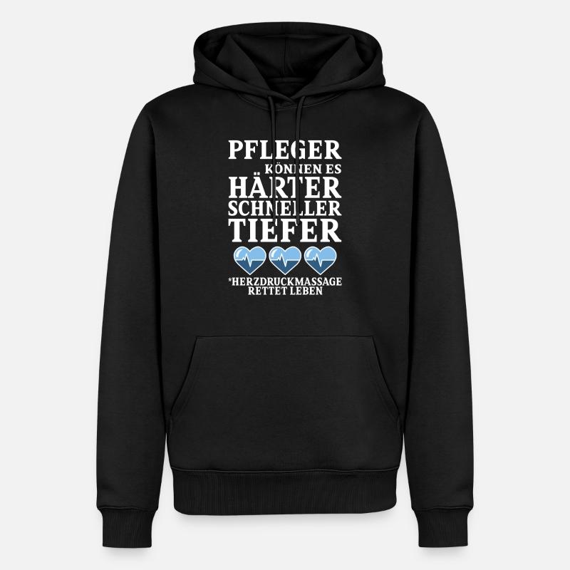 PFLEGER - Männer Premium Bio Hoodie - Schwarz