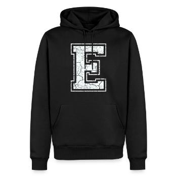 Letter S in white in the used look - Men’s Premium Organic Hoodie - black - Front - Nico (187cm)