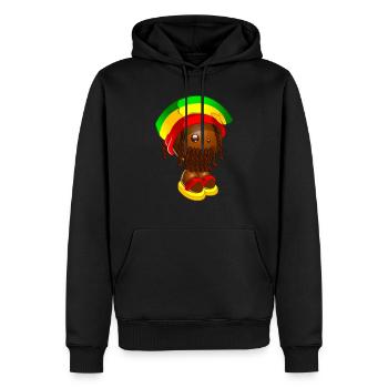 Rasta Pépé.png - Sweat à capuche Premium bio Homme - noir - Devant - Nico (187cm)