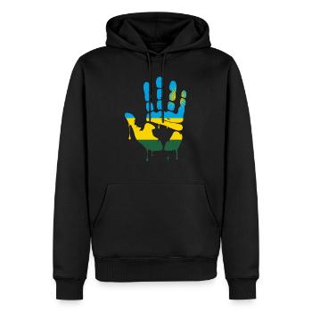Gib mir Fünf Ruanda - Männer Premium Bio Hoodie - Schwarz - Vorne - Nico (187cm)