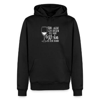 Bitte Nicht Schubsen Ich Habe Wein In Der Hand - Männer Premium Bio Hoodie - Schwarz - Vorne - Nico (187cm)
