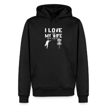 I Love My Wife Discgolf Funny Frisbee - Männer Premium Bio Hoodie - Schwarz - Vorne - Nico (187cm)