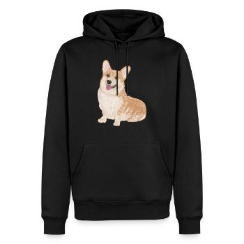 Sitzender Corgi - Männer Premium Bio Hoodie - Schwarz - Vorne - Nico (187cm)